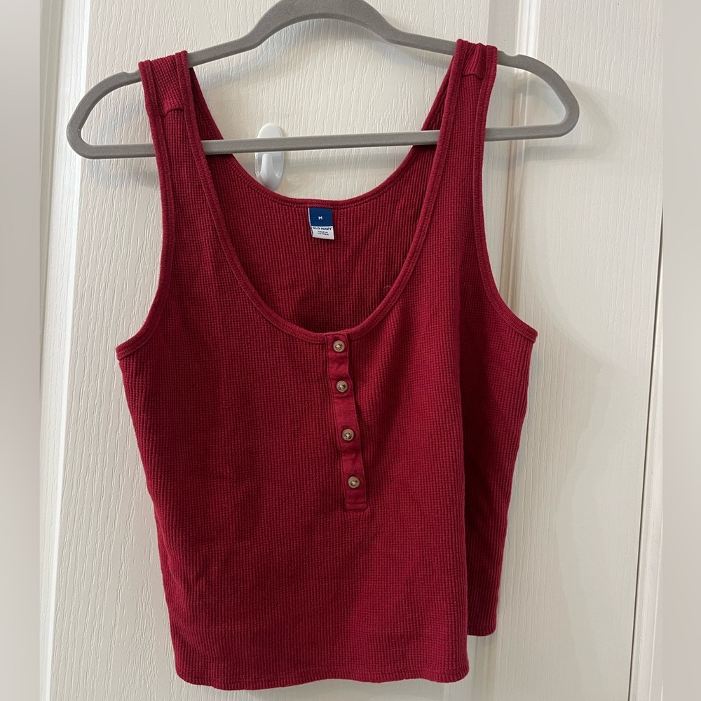 Red button up crop tank top from old navy